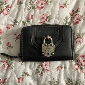 We The Free Black Leather Wallet with Lock & Keys